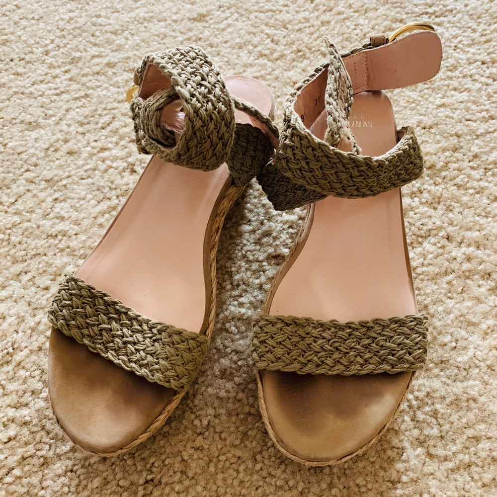 Stuart Weitzman Olive Alexlo Crochet Sandal Wedges